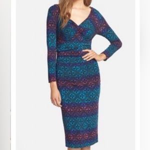 Plenty by TRACY REESE Paige long sleeve colorful bodycon dress, sz XSP
